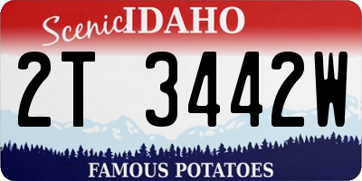 ID license plate 2T3442W