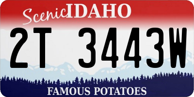 ID license plate 2T3443W
