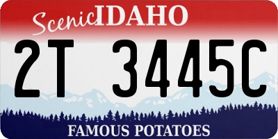 ID license plate 2T3445C