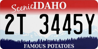 ID license plate 2T3445Y