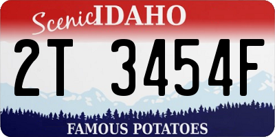 ID license plate 2T3454F