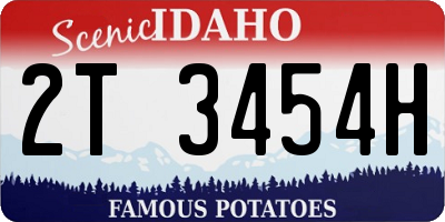 ID license plate 2T3454H