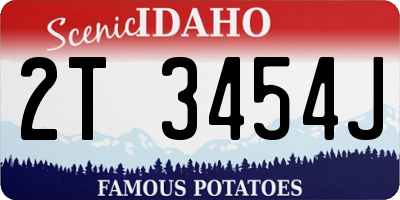 ID license plate 2T3454J
