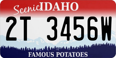 ID license plate 2T3456W
