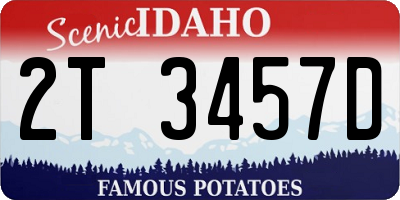 ID license plate 2T3457D