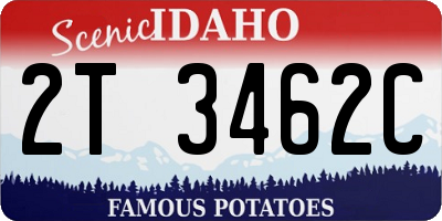 ID license plate 2T3462C