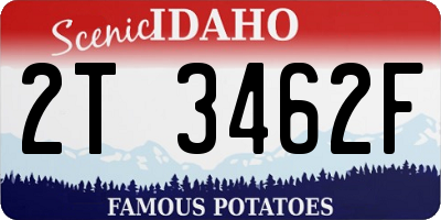 ID license plate 2T3462F