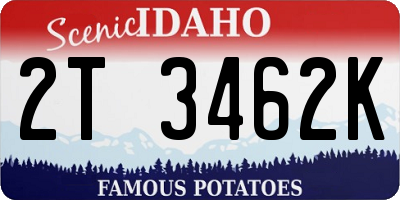 ID license plate 2T3462K