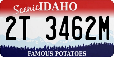 ID license plate 2T3462M