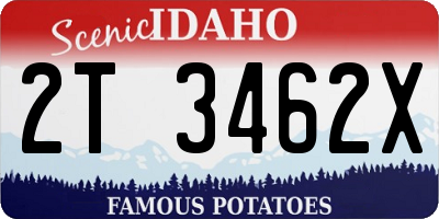 ID license plate 2T3462X