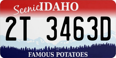 ID license plate 2T3463D