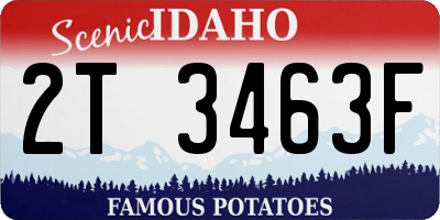 ID license plate 2T3463F