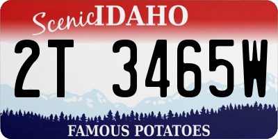 ID license plate 2T3465W