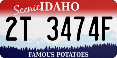 ID license plate 2T3474F