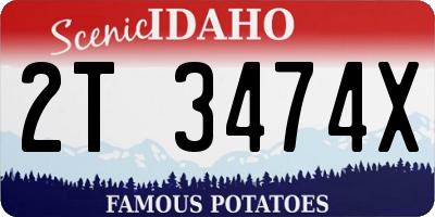 ID license plate 2T3474X