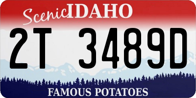 ID license plate 2T3489D