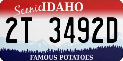 ID license plate 2T3492D