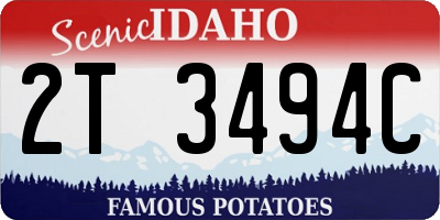 ID license plate 2T3494C