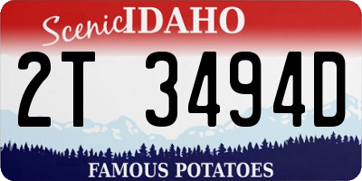 ID license plate 2T3494D