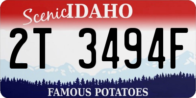 ID license plate 2T3494F