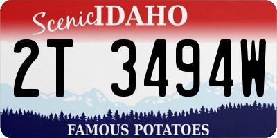 ID license plate 2T3494W