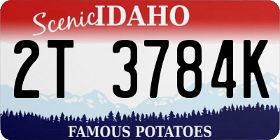 ID license plate 2T3784K