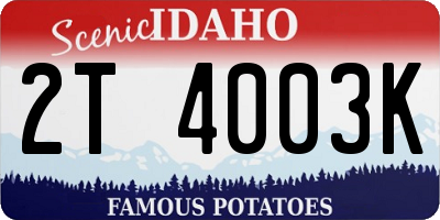 ID license plate 2T4003K