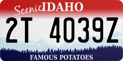 ID license plate 2T4039Z