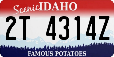 ID license plate 2T4314Z