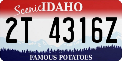 ID license plate 2T4316Z