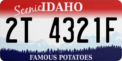 ID license plate 2T4321F