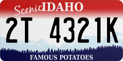 ID license plate 2T4321K