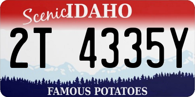 ID license plate 2T4335Y