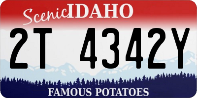 ID license plate 2T4342Y