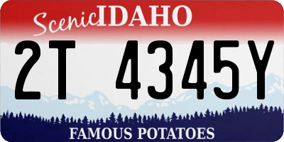 ID license plate 2T4345Y