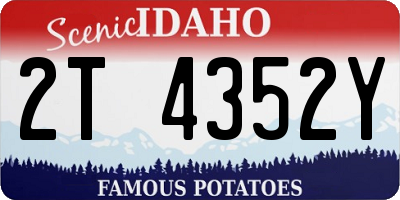 ID license plate 2T4352Y