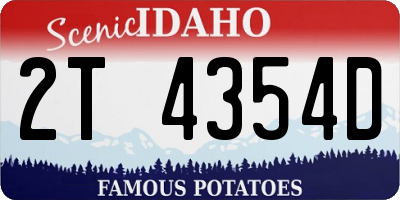 ID license plate 2T4354D