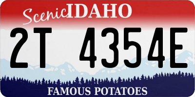 ID license plate 2T4354E