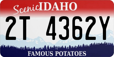 ID license plate 2T4362Y