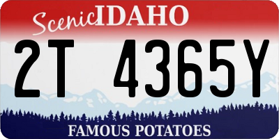 ID license plate 2T4365Y