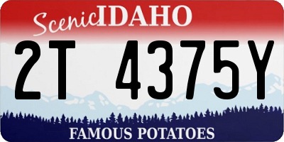 ID license plate 2T4375Y