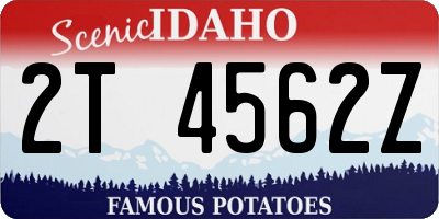 ID license plate 2T4562Z