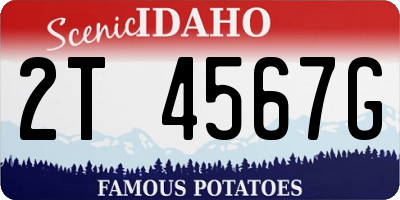 ID license plate 2T4567G