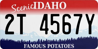 ID license plate 2T4567Y