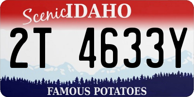 ID license plate 2T4633Y