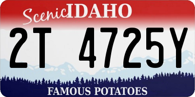ID license plate 2T4725Y