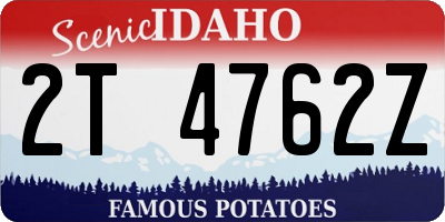 ID license plate 2T4762Z