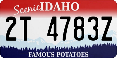 ID license plate 2T4783Z