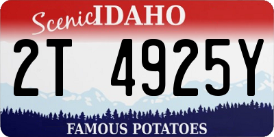 ID license plate 2T4925Y