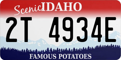 ID license plate 2T4934E